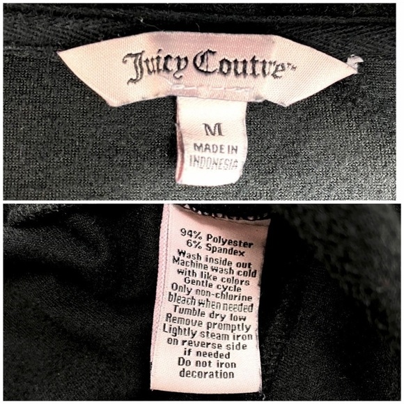 JUICY Culture Rare Velour JC Rhinestone Gold logo Velvet Track Hood Jacket Black - Picture 5 of 9